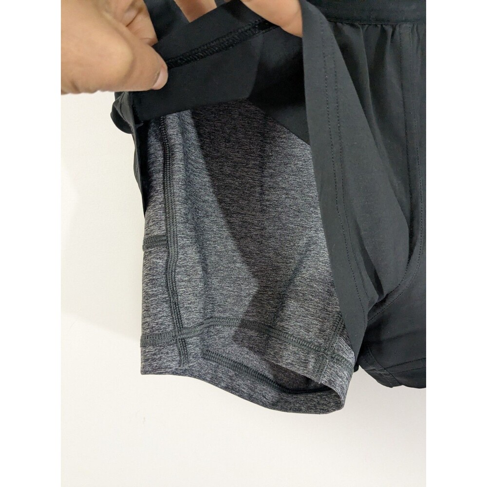 Lululemon Women’s Box It Out Shorts Black Spell Out Waistband Double Layer Sz 4 - Picture 5 of 7